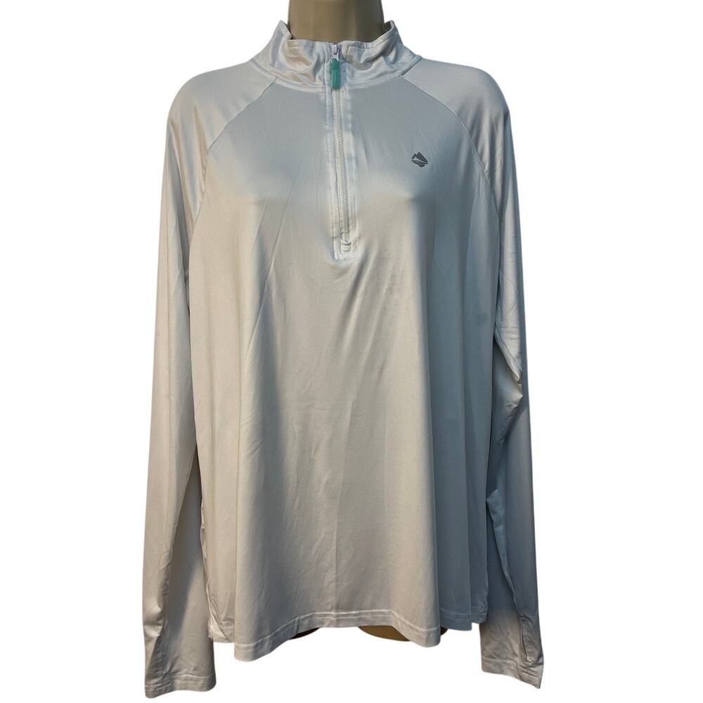Ocean + Coast Womens XL Quarter Zip Pullover Long Sleeve Thumbholes Light‎ Grey